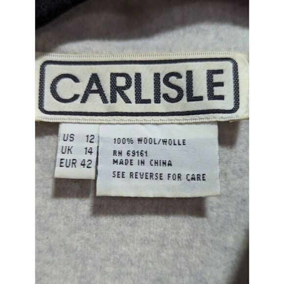 Carlisle Vintage Women's Gray Wool Pansuit Boxy Jacket Pleated Lined Pant Size 1 - Picture 5 of 9